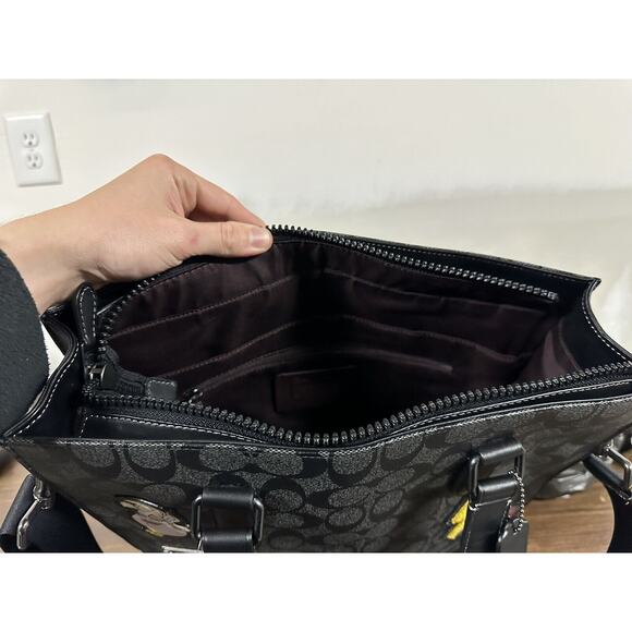 Coach Disney Graham Structured Tote Large Disney Villans Signature Canvas Black - Picture 10 of 16